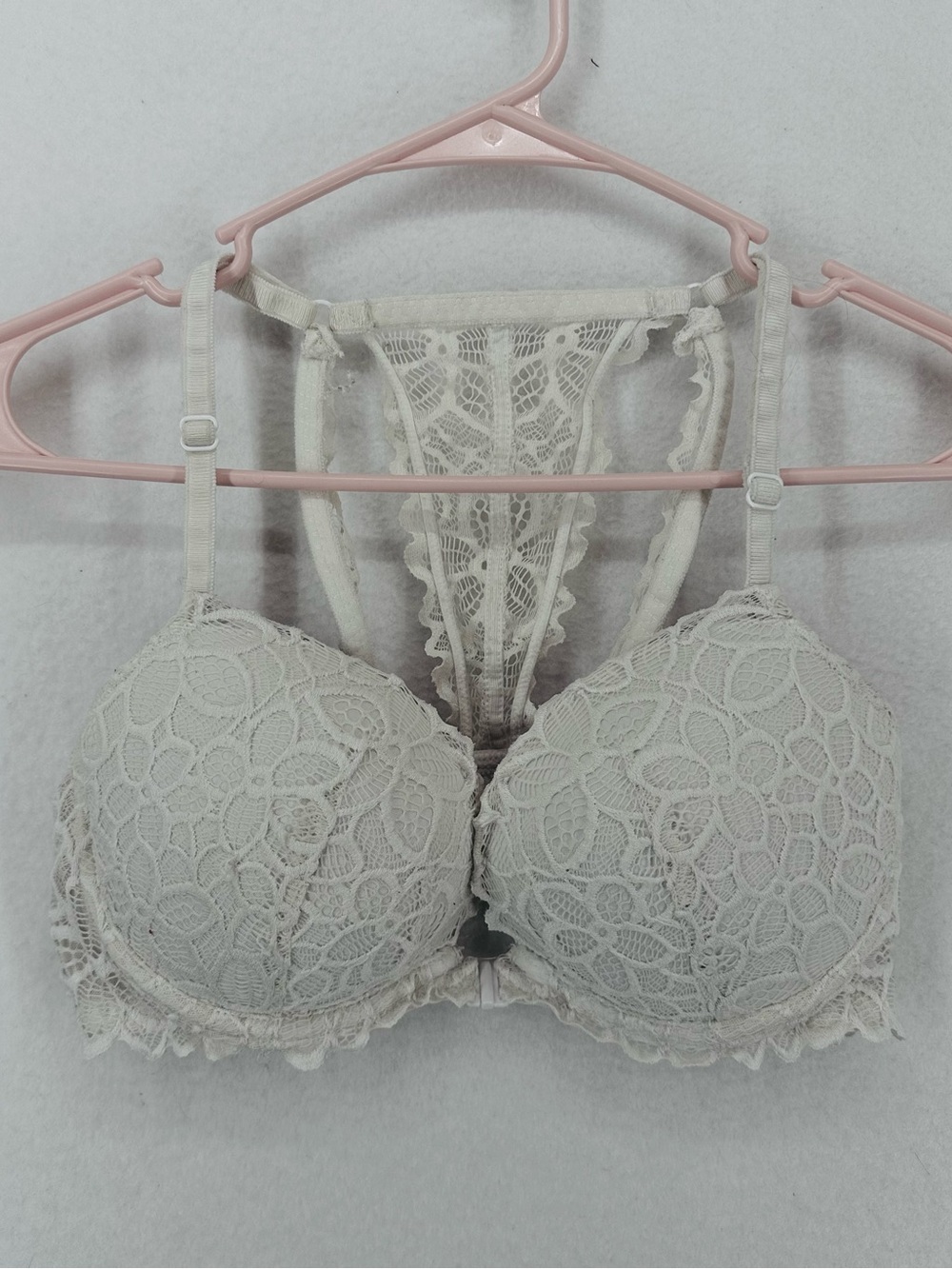 PINK Victoria’s Secret Racerback‎ Lace Push-Up Bra Women’s 36C White